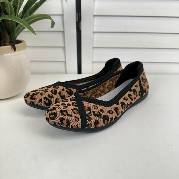 Clarks Cloudsteppers 9M Carly Wish Ballet Flats Brown Leopard Print Comfort Shoe - Picture 1 of 9